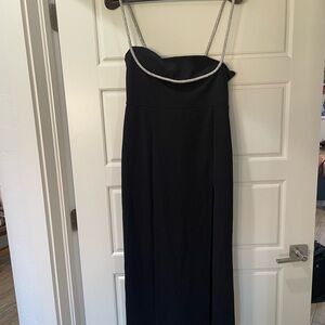 Showpo Black Strapless Dress with Silver Accents